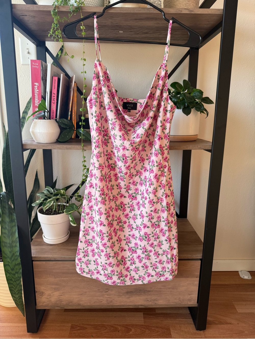 VICI Pink Floral Cowl Neck Slip